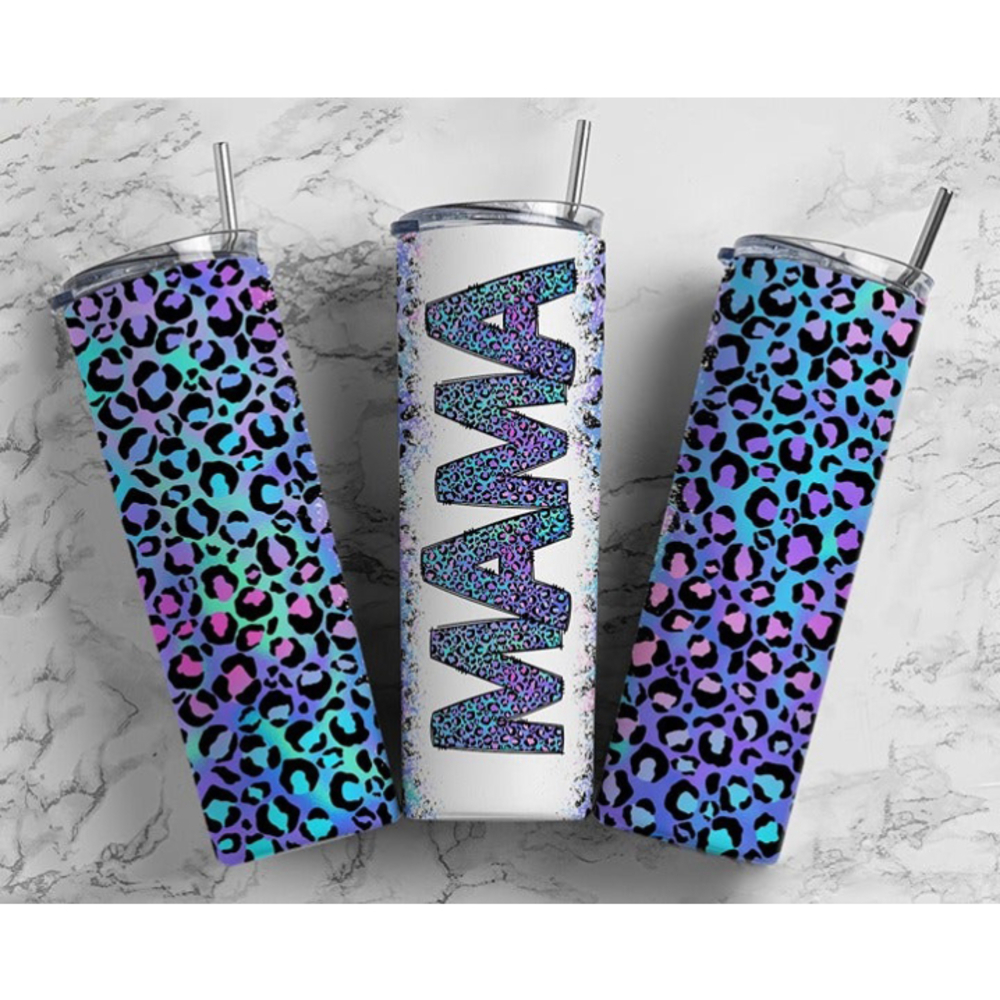 Mama cheetah print 20 fl oz metal tumbler